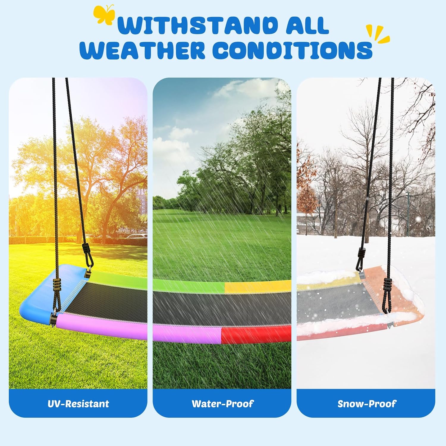 Tree Swing 60 Inch Giant Platform 326kg Weatherproof Kids Adults Trekassy Outdoor