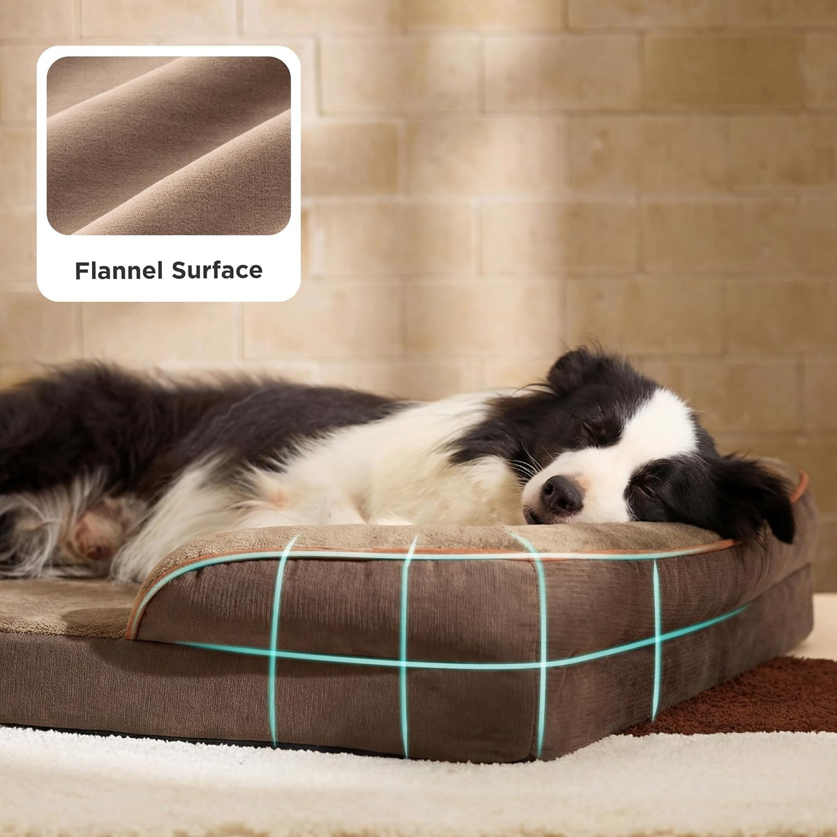 Dog Bed Cover Only Large 97x71x16cm Washable Bolster Sofa Couch Pet Bedsure