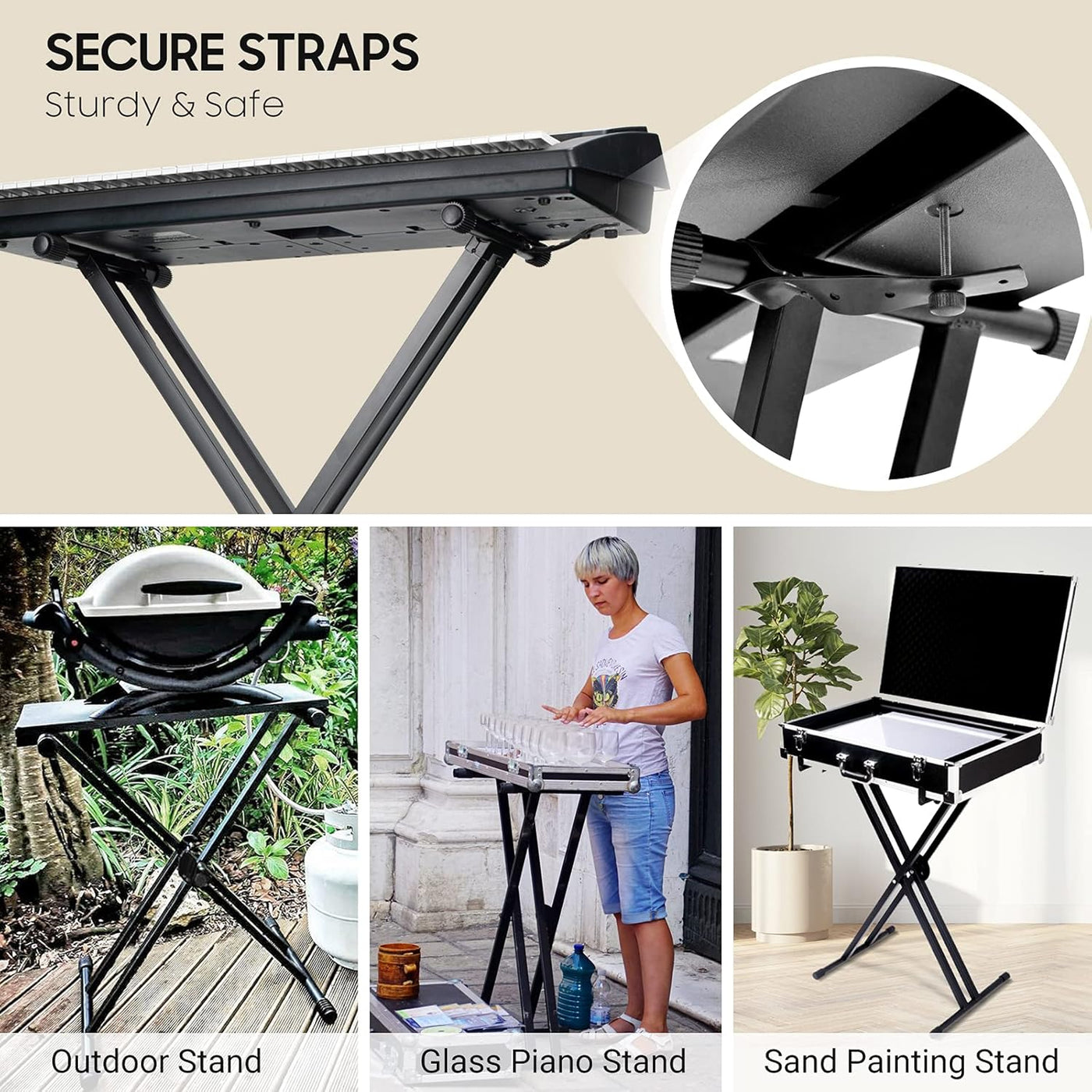 Double X Keyboard Stand 61 76 88 Key Height Adjustable CAHAYA