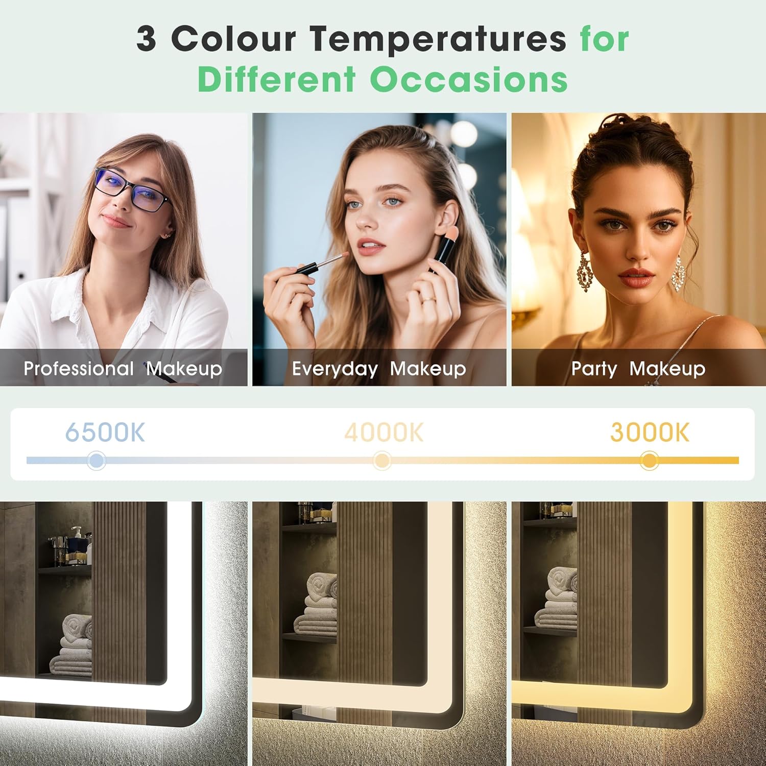 Bluetooth Bathroom LED Mirror 1000x700 Anti Fog Dimmable 3000K-6500K S'bagno