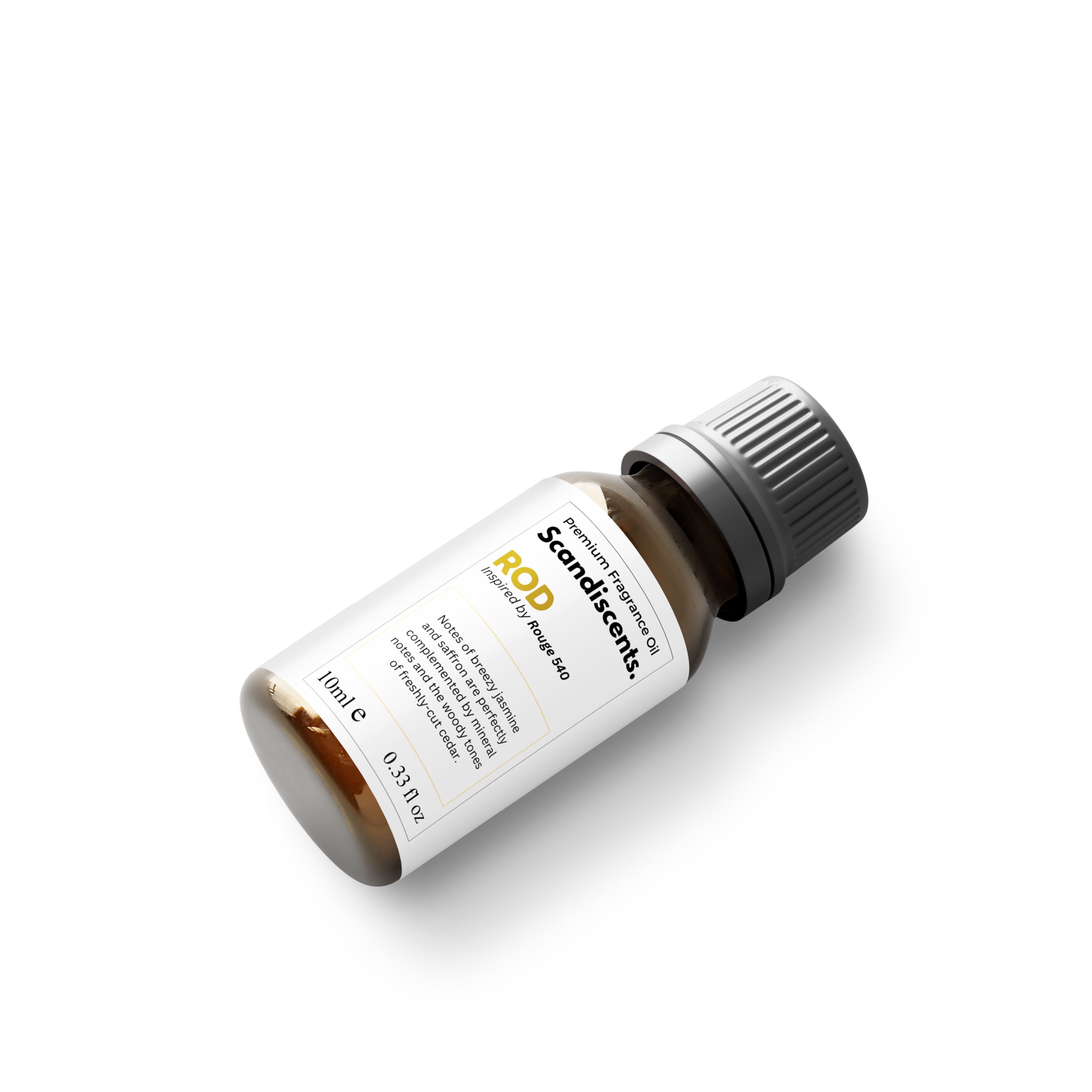 Small bottle with a label on a white background