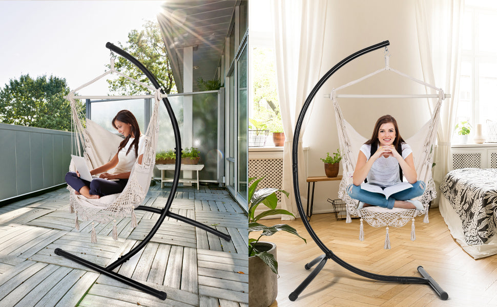 Hammock Chair Stand Only C Shape for Hanging Egg Swing Seat 350lbs GOUTIME