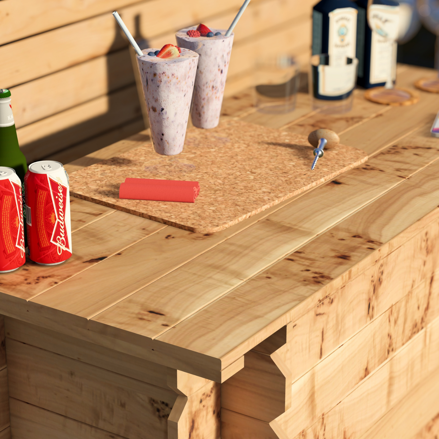 Corner Garden Bar Outdoor Wooden Interlock Drinks Bar Patio