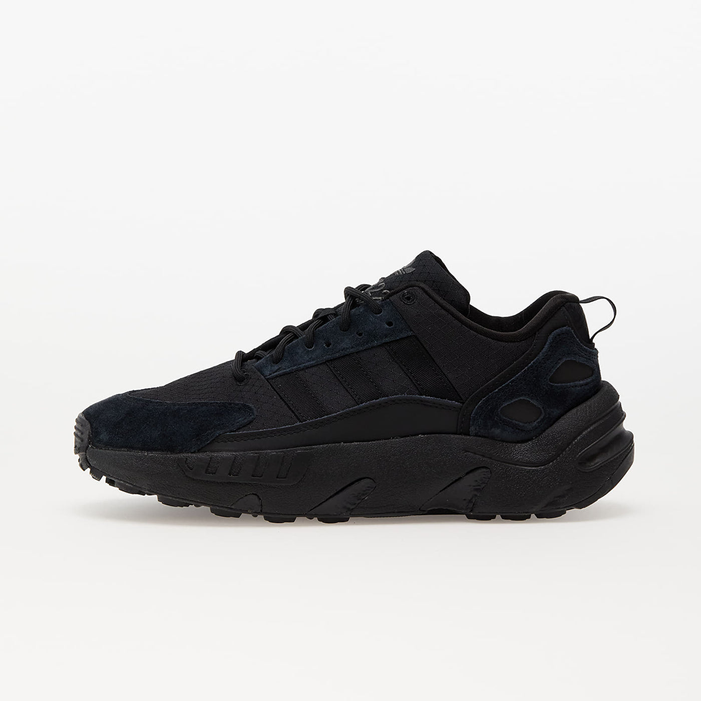 Black Adidas sneaker on a white background