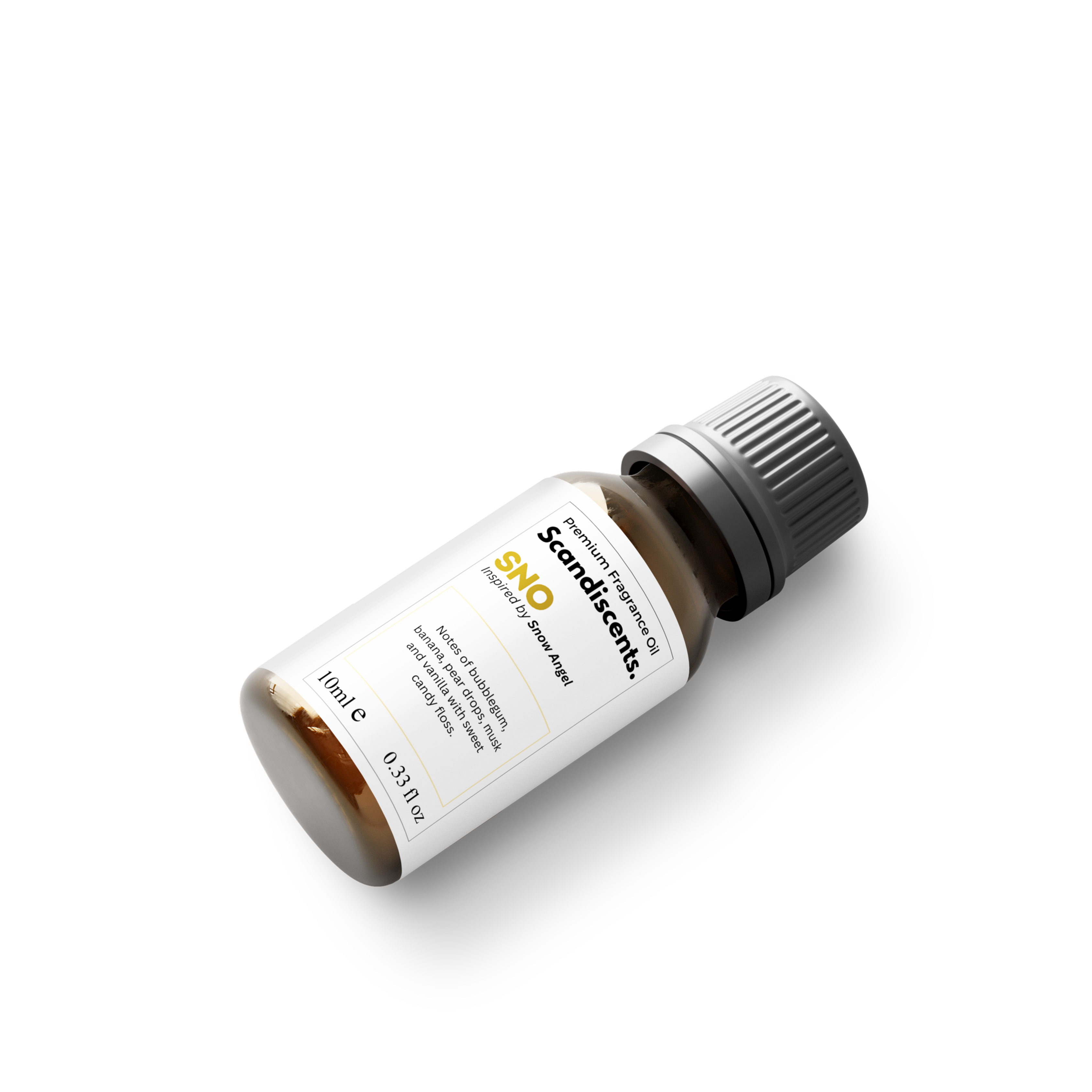 Small bottle with a label on a white background