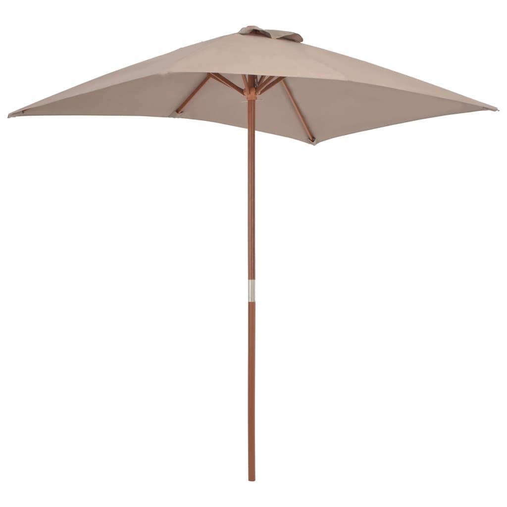 Outdoor Parasol with Wooden Pole 150x200 cm Taupe - Massive Discounts