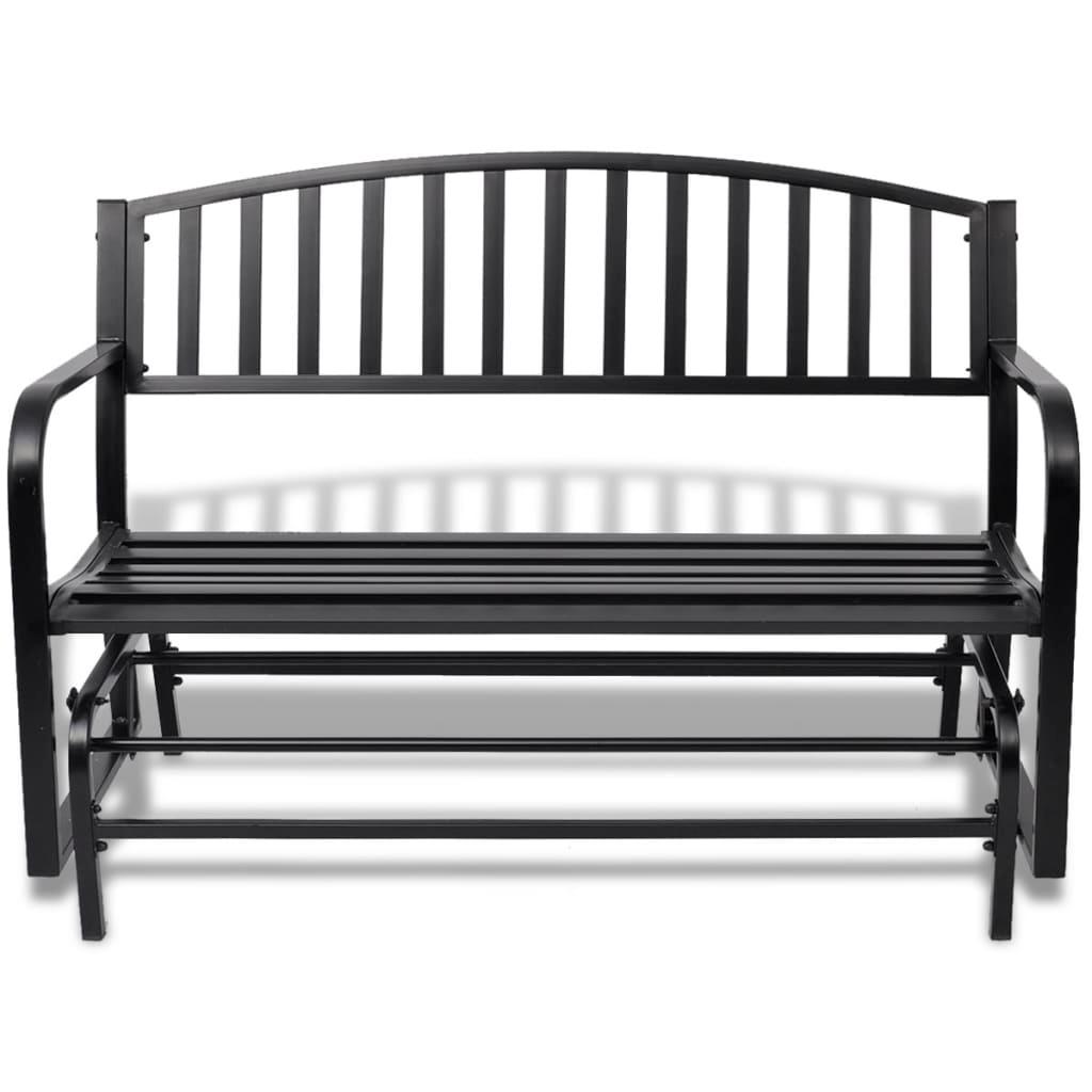 Swing Bench Black Steel 128 x 65 x 86 cm - Massive Discounts