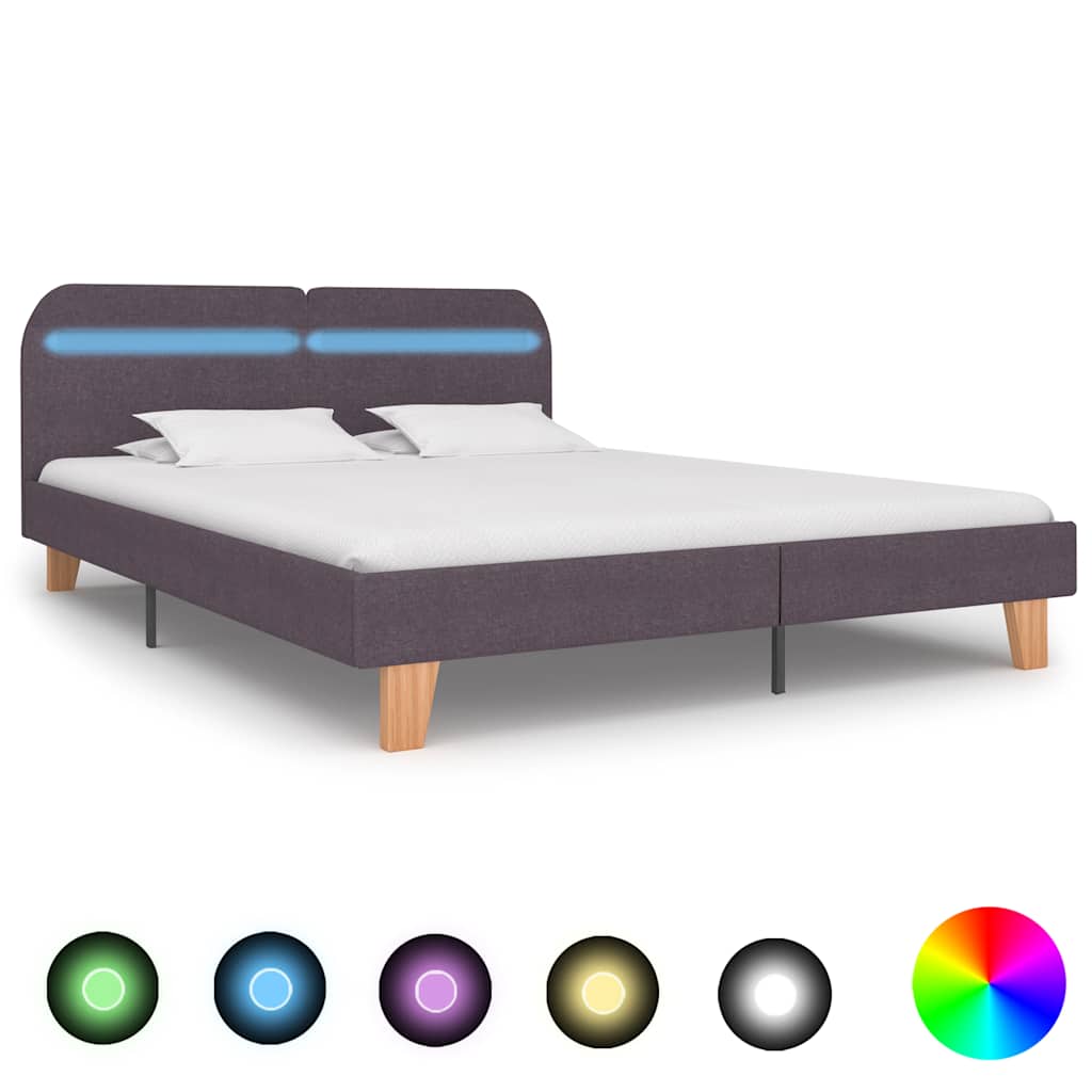 Bed Frame With Led Without Mattress Fabric 150X200 Cm King Size