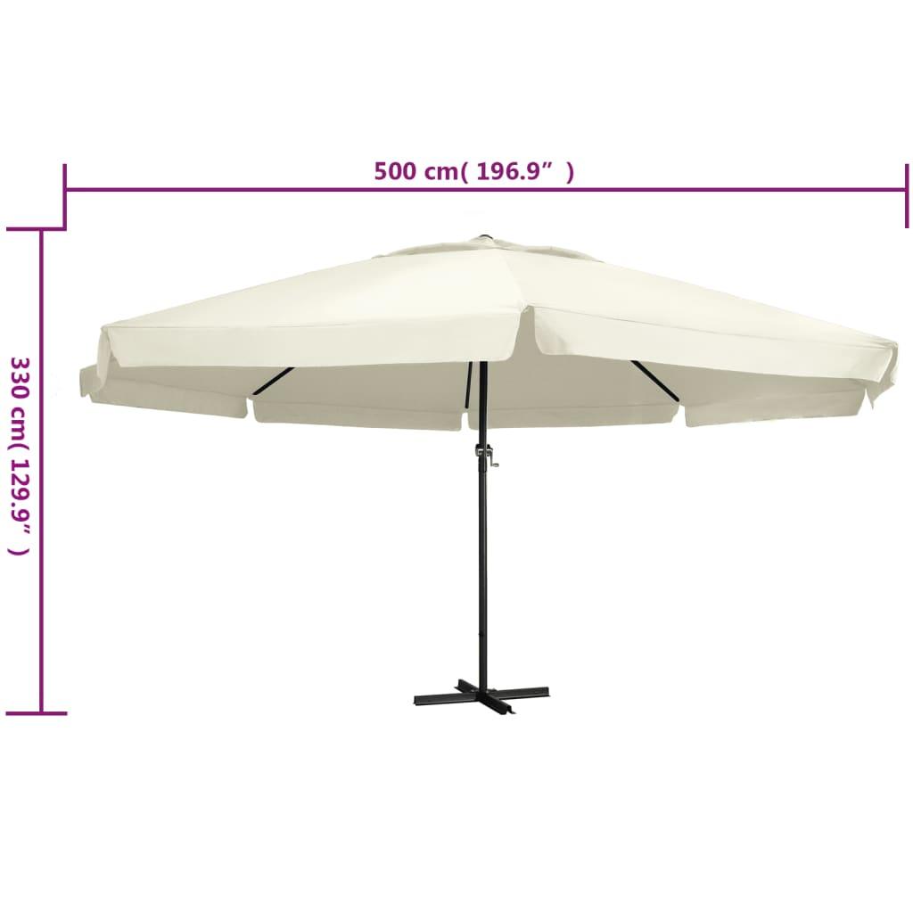 Outdoor Parasol with Aluminium Pole 600 cm Sand White - Massive Discounts