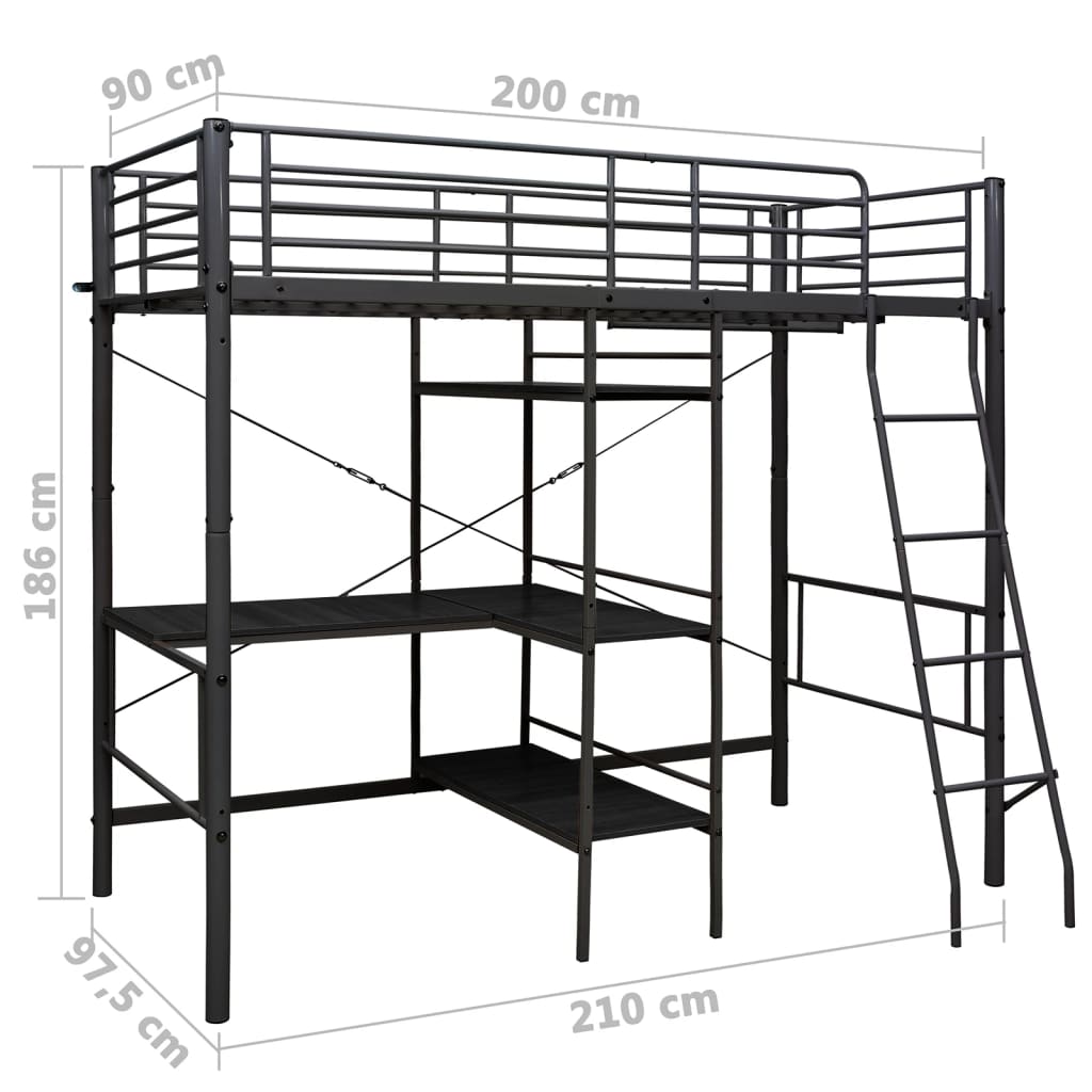 Bunk Bed With Table Without Mattress Metal