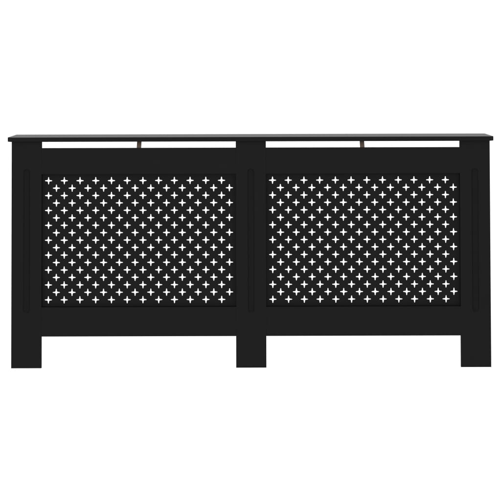 Black radiator cover with star pattern on a white background