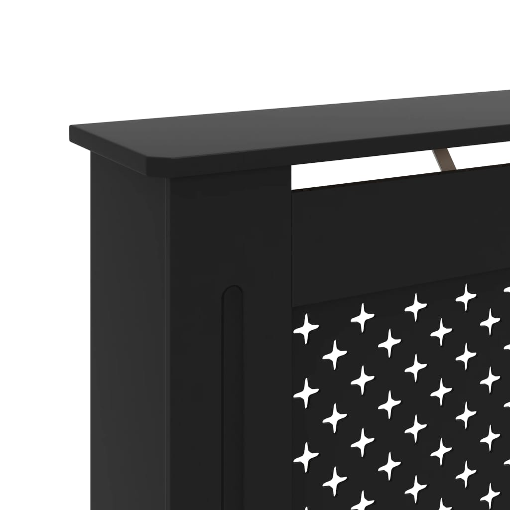 Black radiator cover with star pattern on a white background