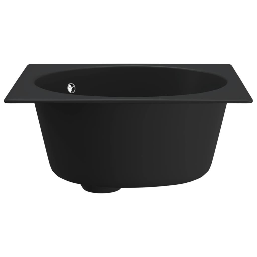 Kitchen Sink with Overflow Hole Black Granite - Massive Discounts