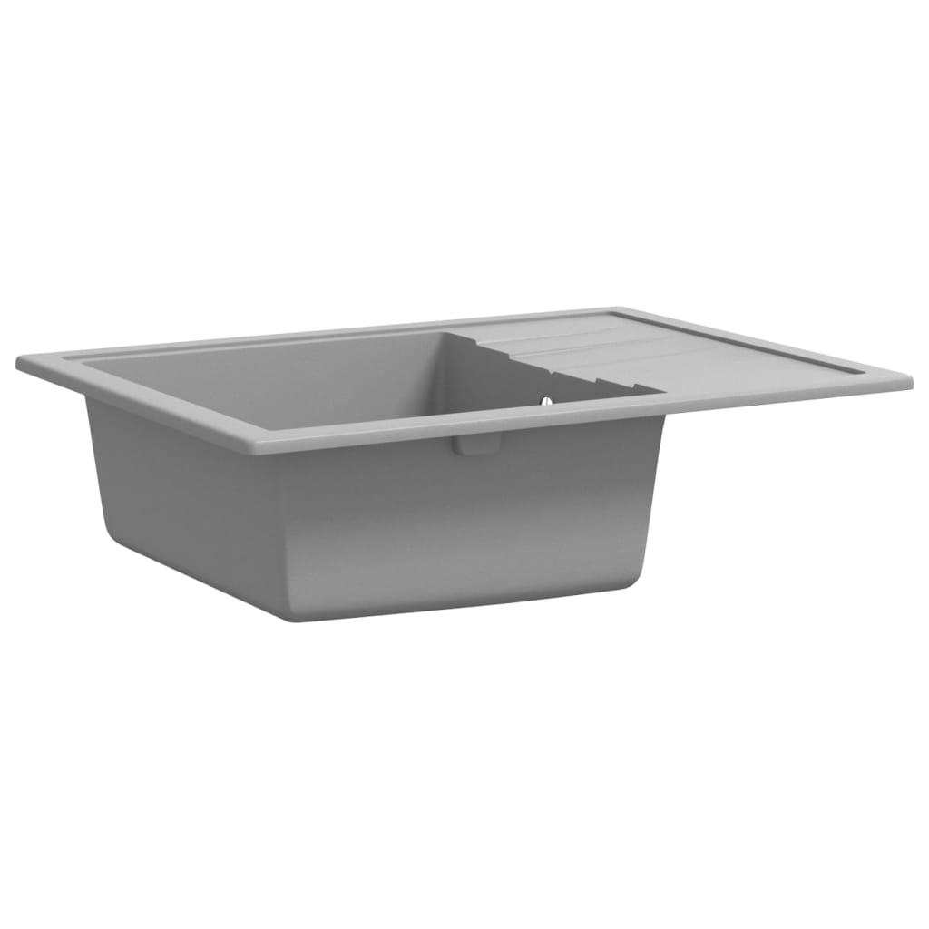 Kitchen Sink with Overflow Hole Oval Grey Granite - Massive Discounts
