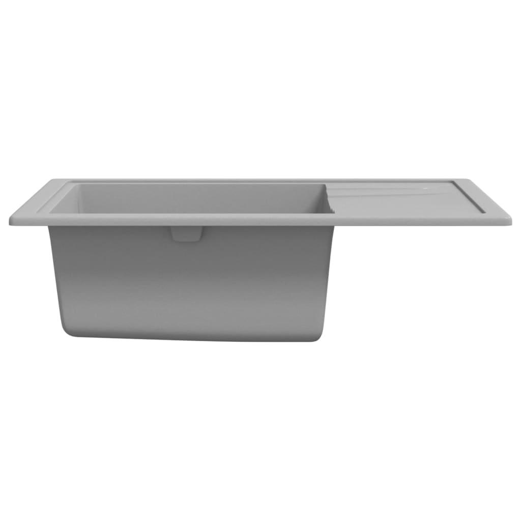 Kitchen Sink with Overflow Hole Oval Grey Granite - Massive Discounts