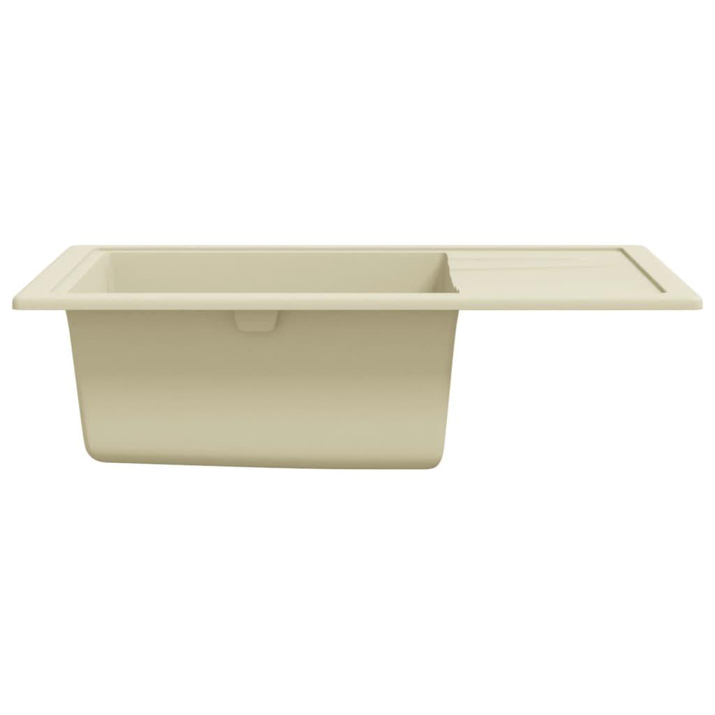Kitchen Sink with Overflow Hole Oval Beige Granite - Massive Discounts
