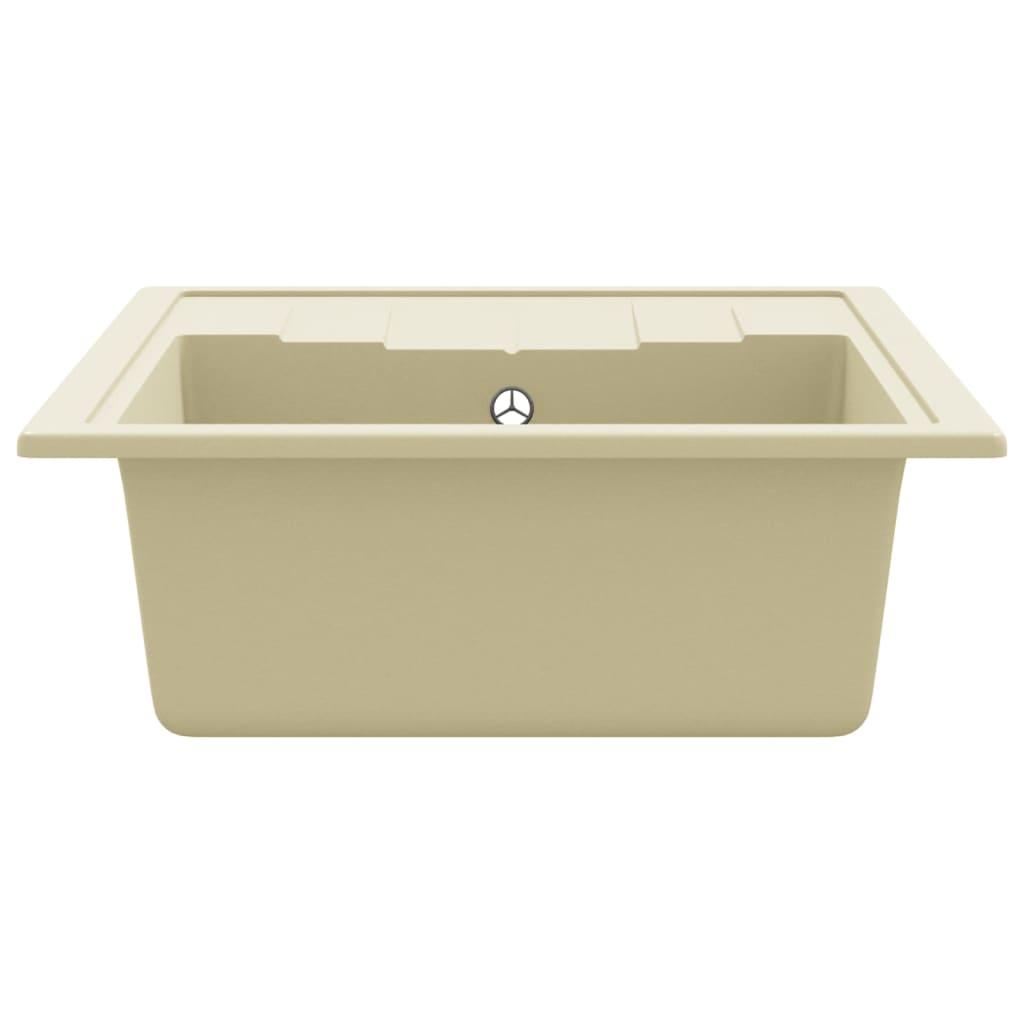 Kitchen Sink with Overflow Hole Oval Beige Granite - Massive Discounts