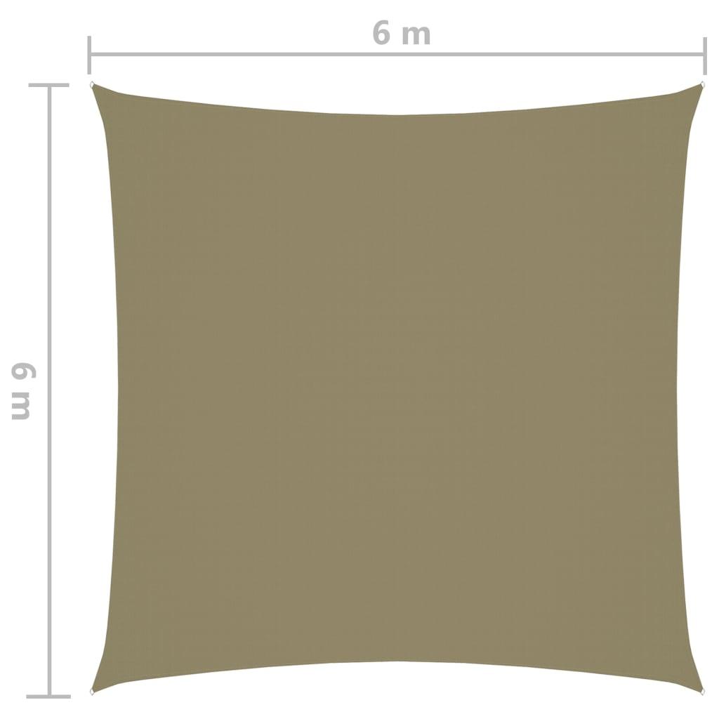 Sunshade Sail Oxford Fabric Square 6x6 m Beige - Massive Discounts