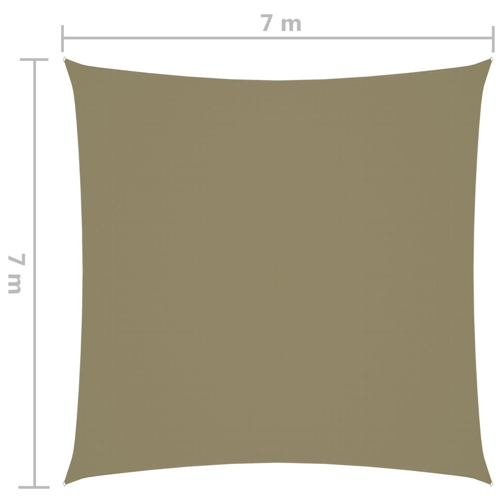 Sunshade Sail Oxford Fabric Square 7x7 m Beige - Massive Discounts