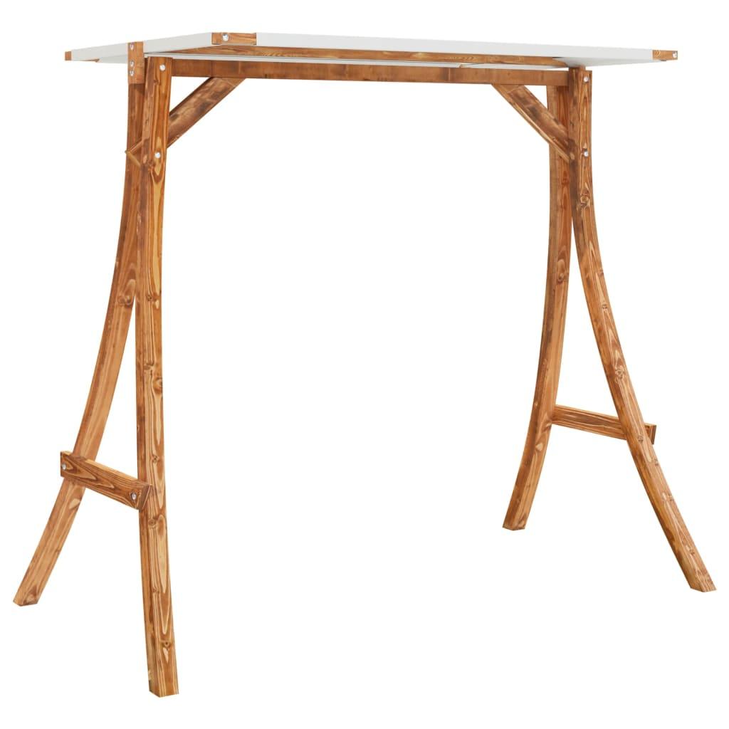 Swing Frame with Cream Roof Solid Bent Wood with Teak Finish - Massive Discounts