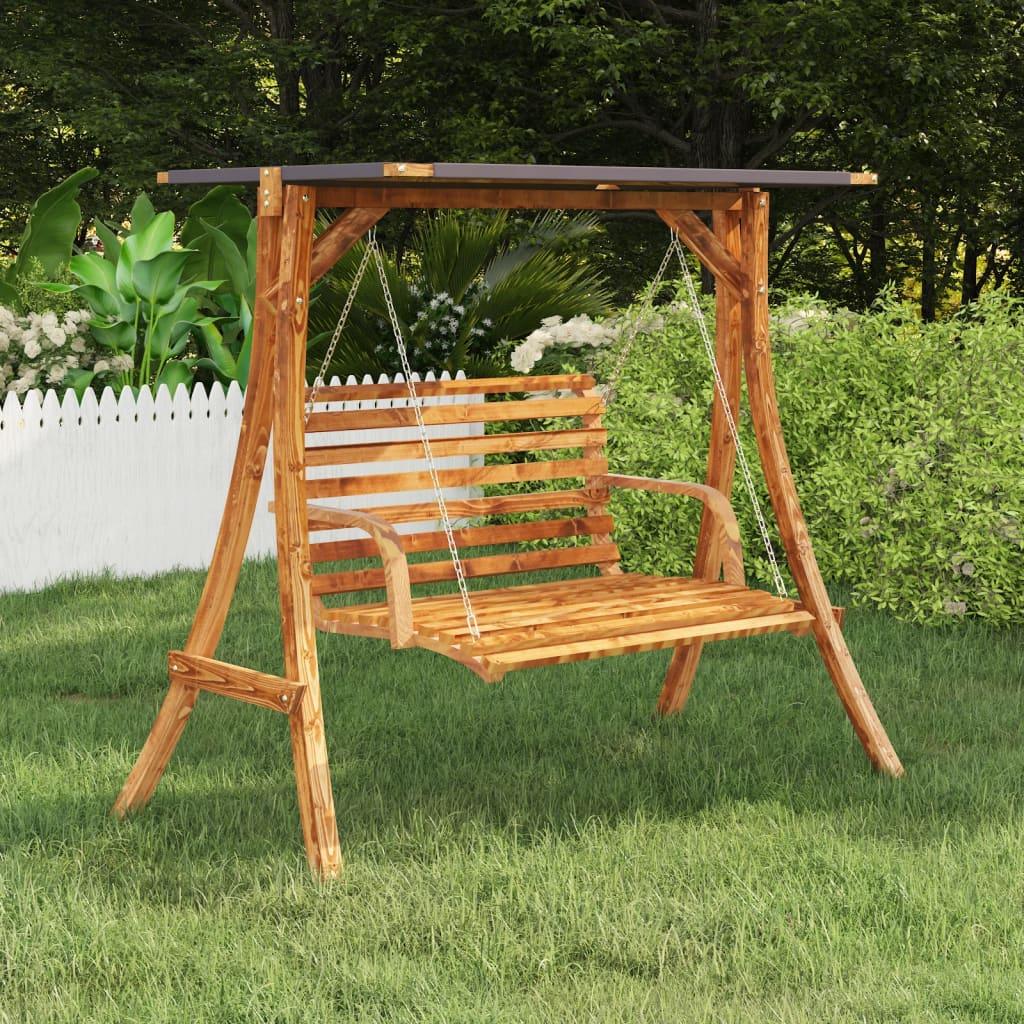 Swing Frame with Anthracite Roof Bent Wood with Teak Finish - Massive Discounts