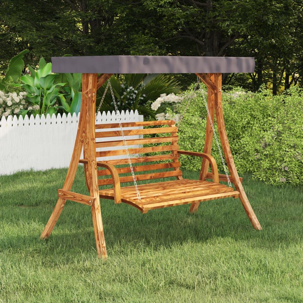 Swing Frame with Anthracite Roof Bent Wood with Teak Finish - Massive Discounts