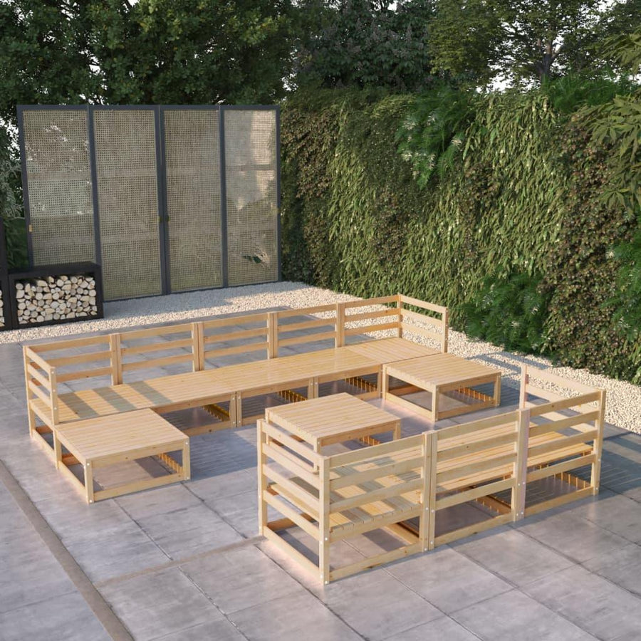 11 Piece Garden Lounge Set Solid Pinewood - Massive Discounts