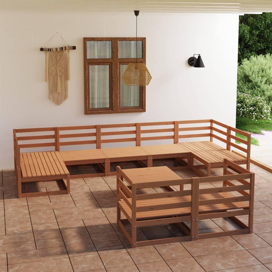 10 Piece Garden Lounge Set Solid Pinewood - Massive Discounts