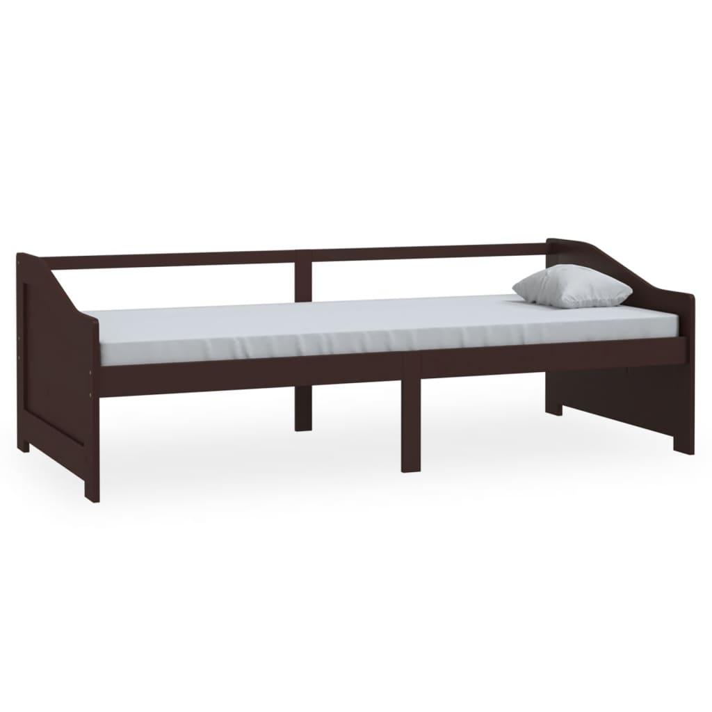 3-Seater Day Bed Dark Brown Solid Pinewood 90x200 cm - Massive Discounts