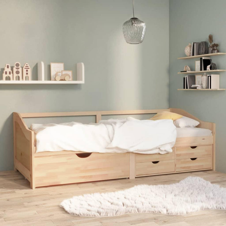 3-Seater Day Bed with Drawers Solid Pinewood 90x200 cm - Massive Discounts