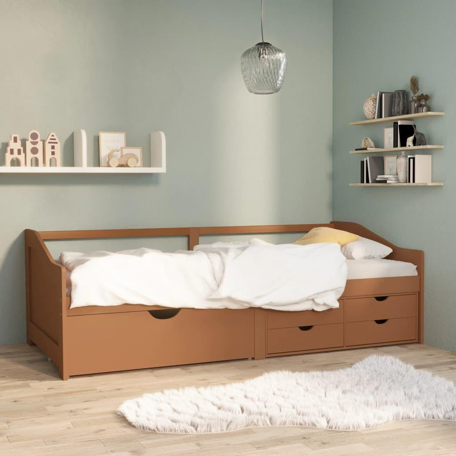 3-Seater Day Bed with Drawers Honey Brown Solid Pinewood 90x200 cm - Massive Discounts