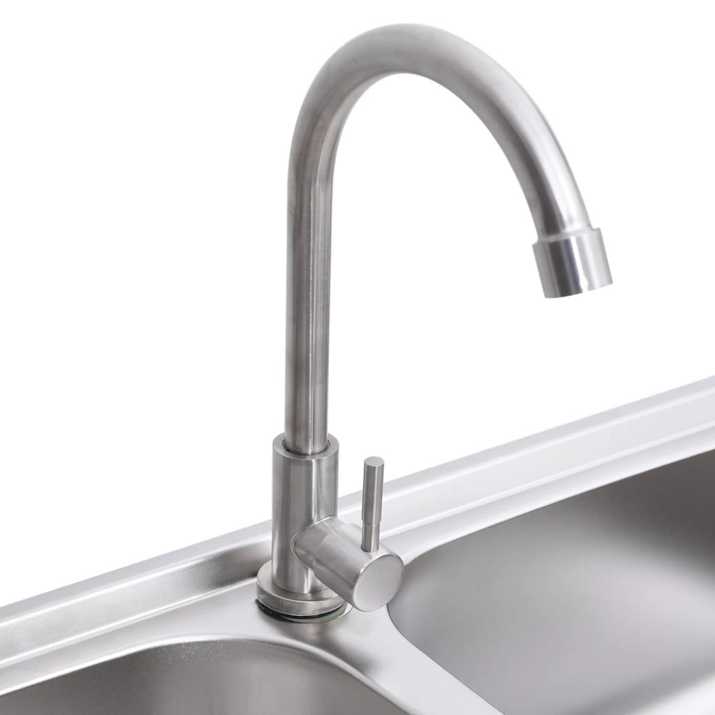 Camping Sink Double Basins with Tap Stainless Steel - Massive Discounts