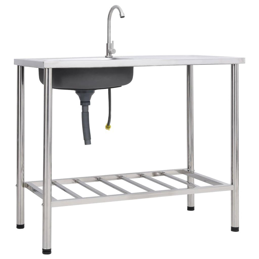 Camping Sink Single Basin with Tap Stainless Steel - Massive Discounts