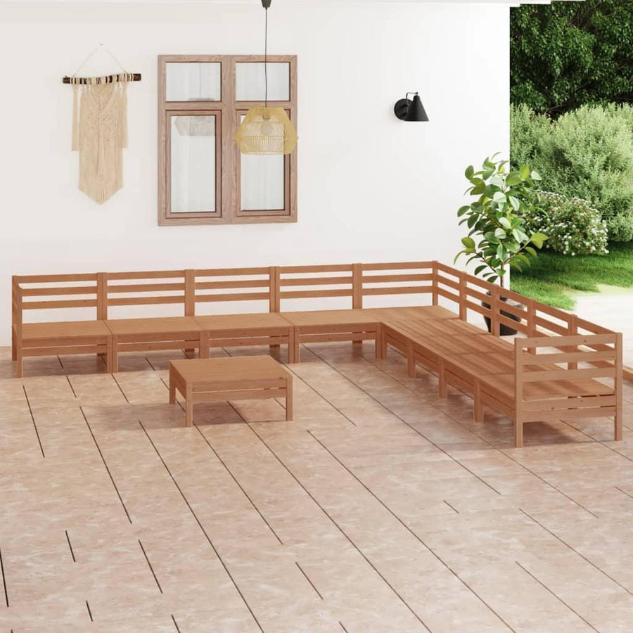 10 Piece Garden Lounge Set Solid Wood Pine Honey Brown - Massive Discounts