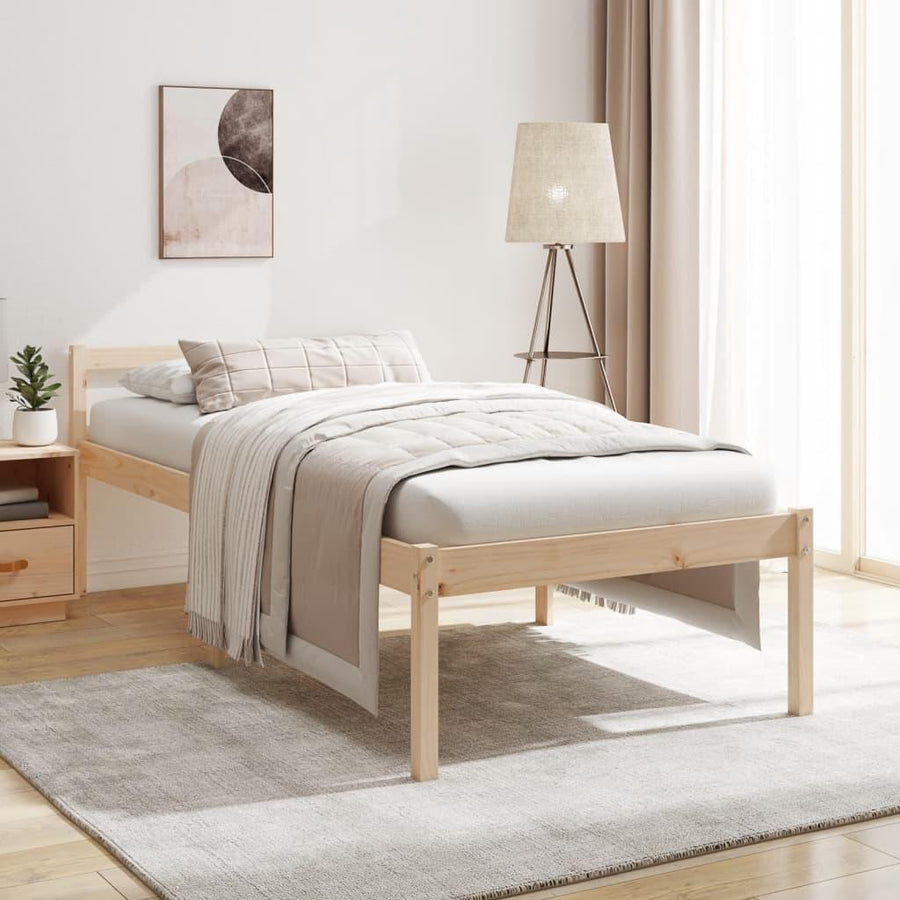 Bed Frame 75x190 cm Small Single Solid Wood Pine - Massive Discounts