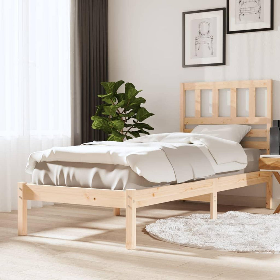Bed Frame 75x190 cm Small Single Solid Wood Pine - Massive Discounts