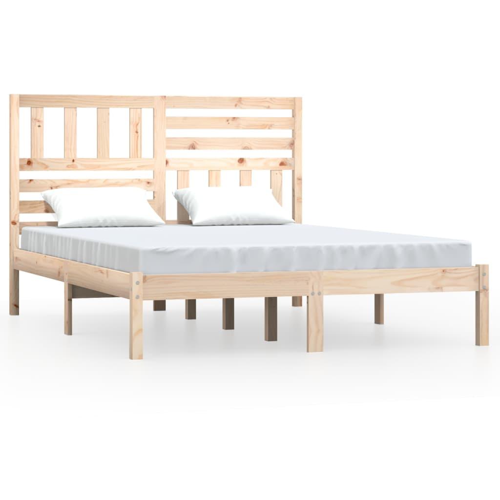 Bed Frame 135x190 cm Double Solid Wood Pine - Massive Discounts