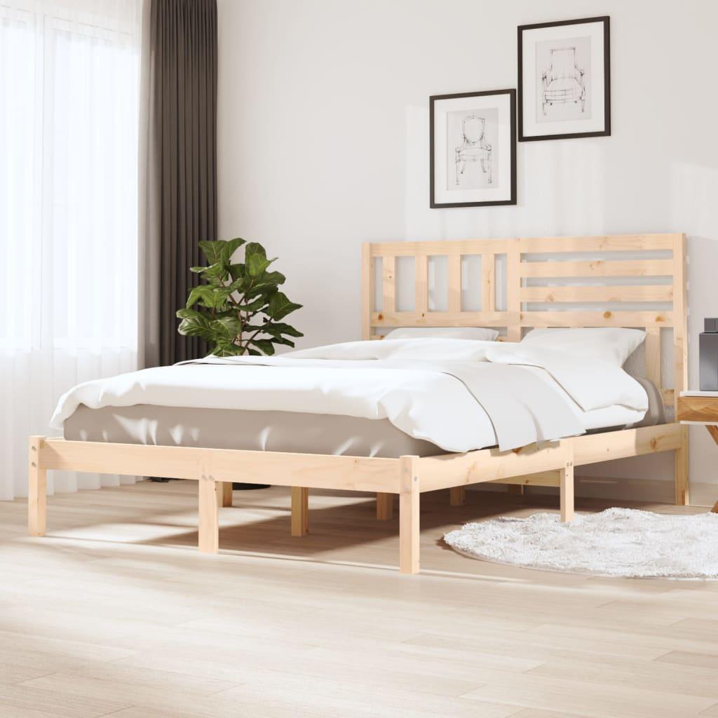 Bed Frame 135x190 cm Double Solid Wood Pine - Massive Discounts