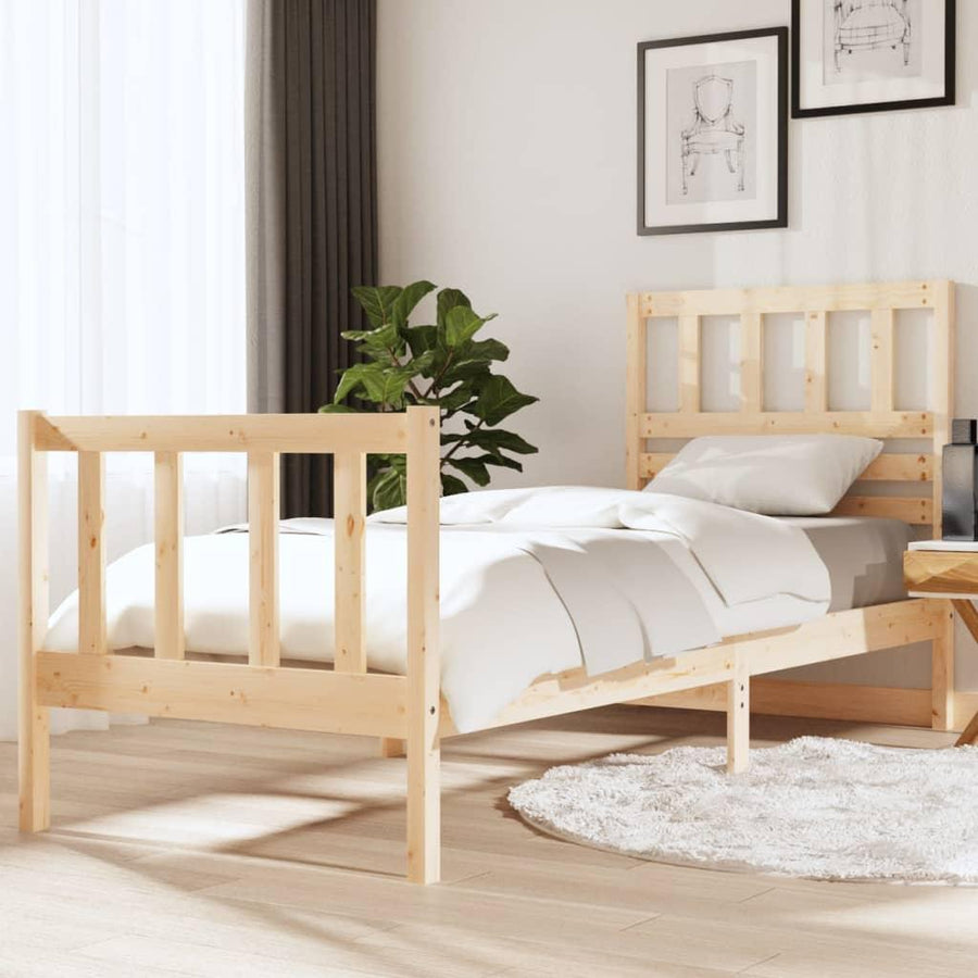 Bed Frame 75x190 cm Small Single Solid Wood - Massive Discounts
