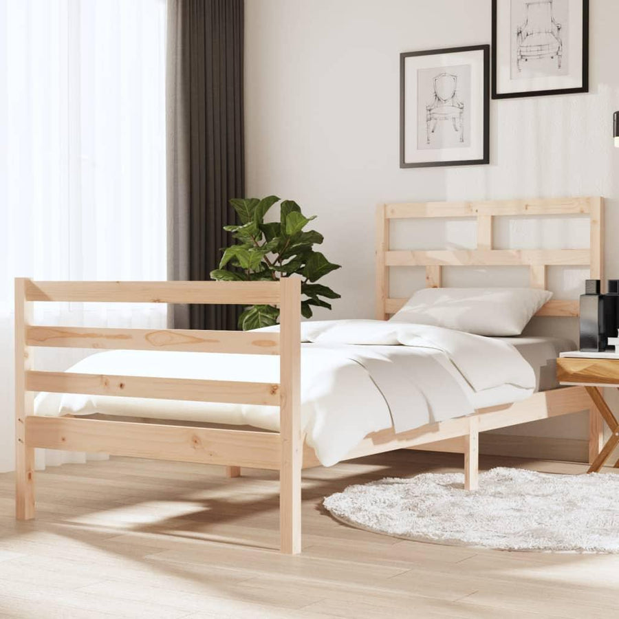 Bed Frame 90x190 cm Single Solid Wood - Massive Discounts