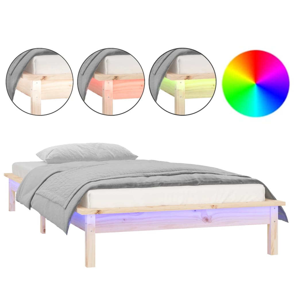 Led Bed Frame Without Mattress Solid Wood