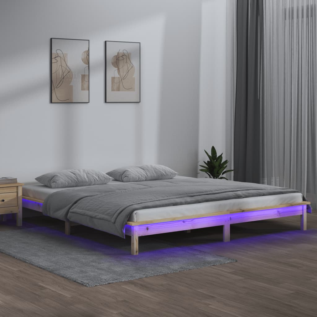Led Bed Frame Without Mattress Solid Wood