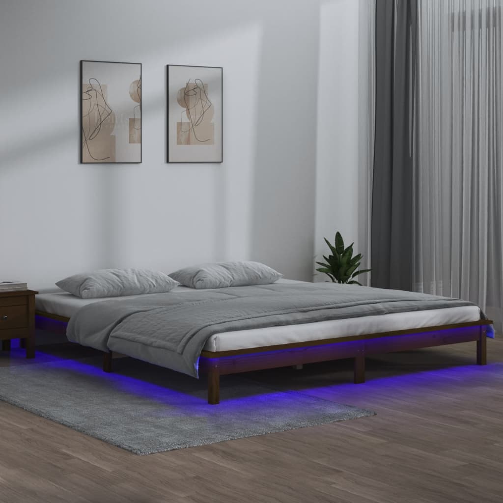 Led Bed Frame Without Mattress Solid Wood