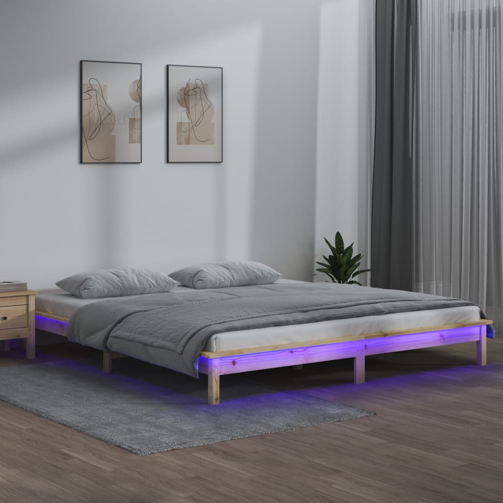Led Bed Frame Without Mattress Solid Wood