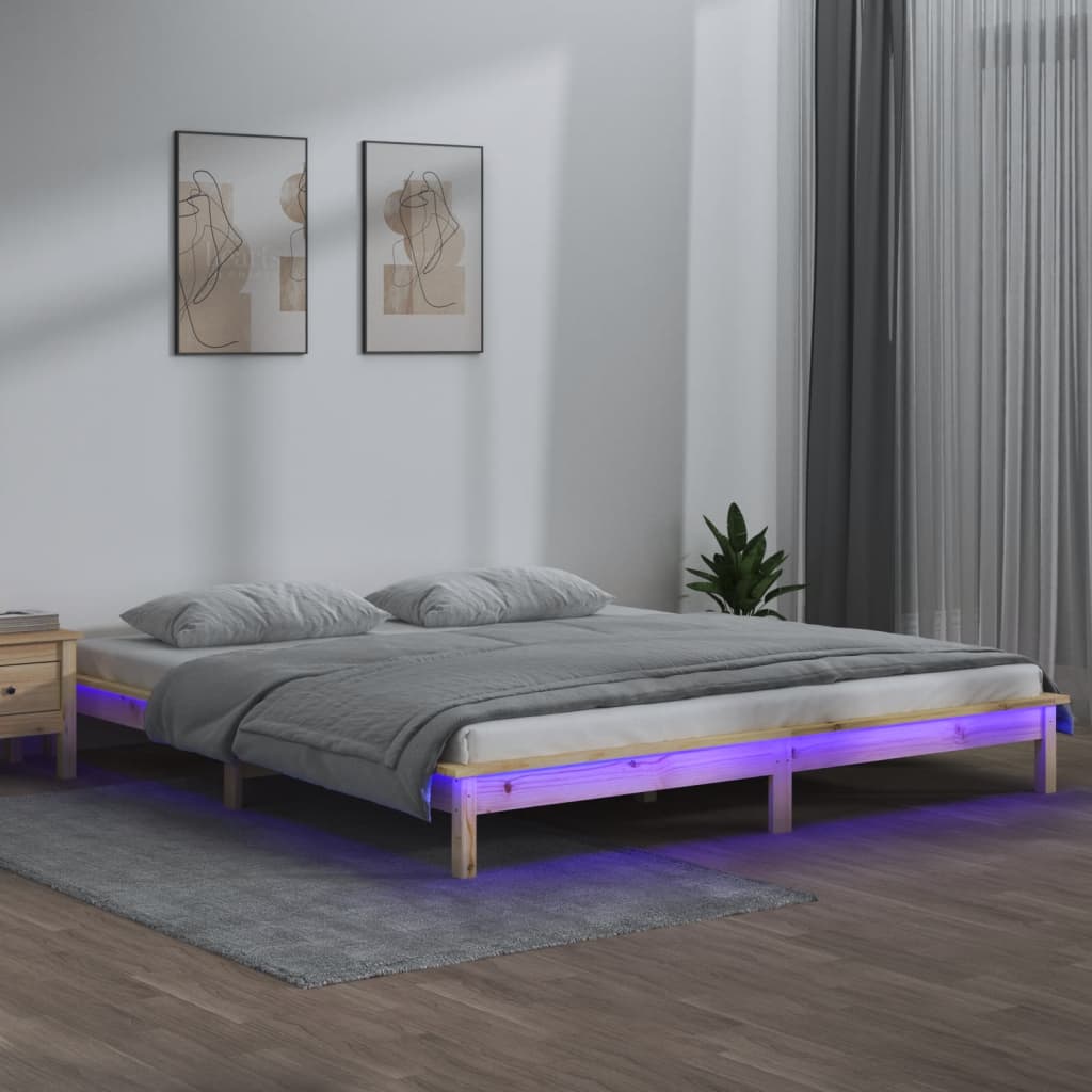 Led Bed Frame Without Mattress Solid Wood