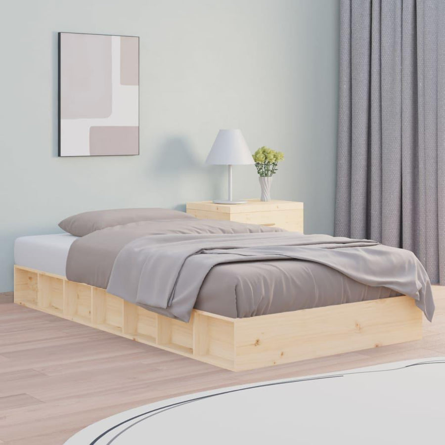 Bed Frame 135x190 cm Double Solid Wood - Massive Discounts