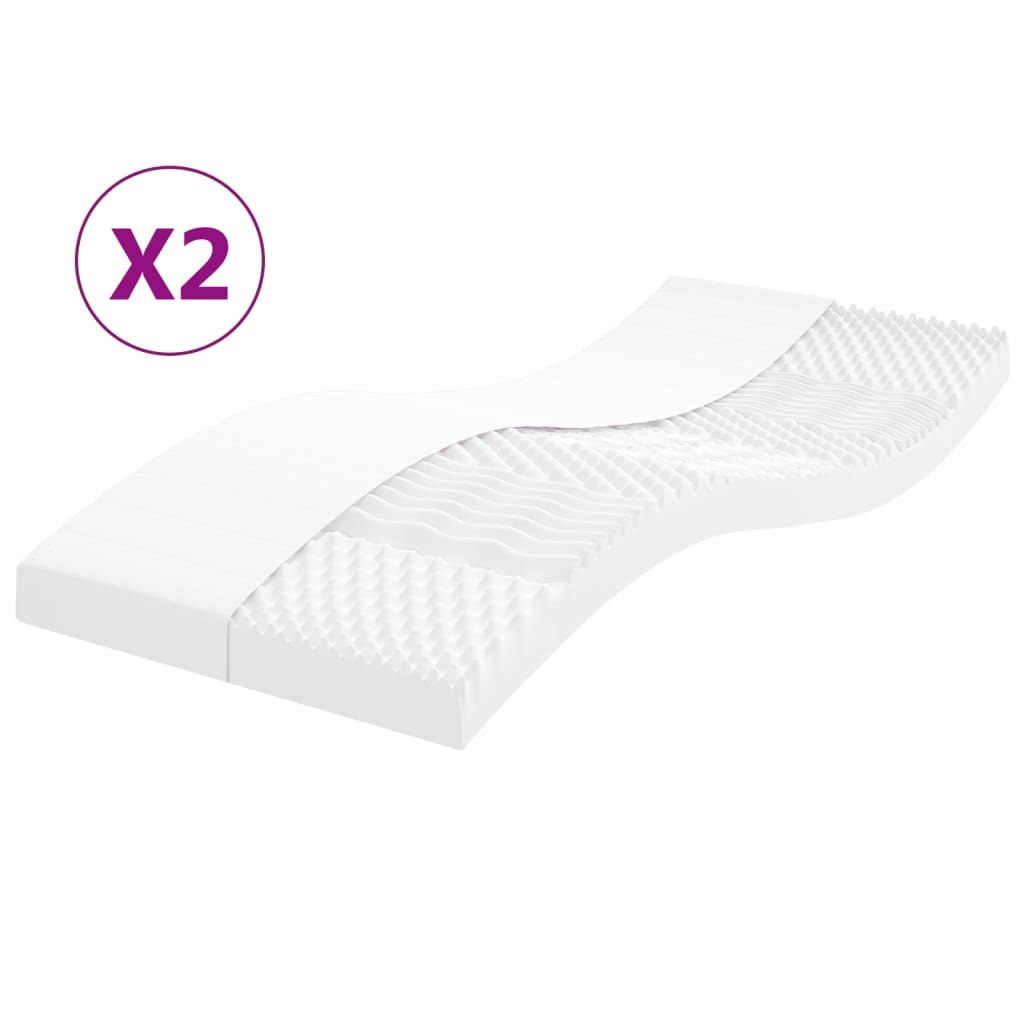 Foam Mattress White 90X190 Cm 7-Zone Hardness 20 Ild