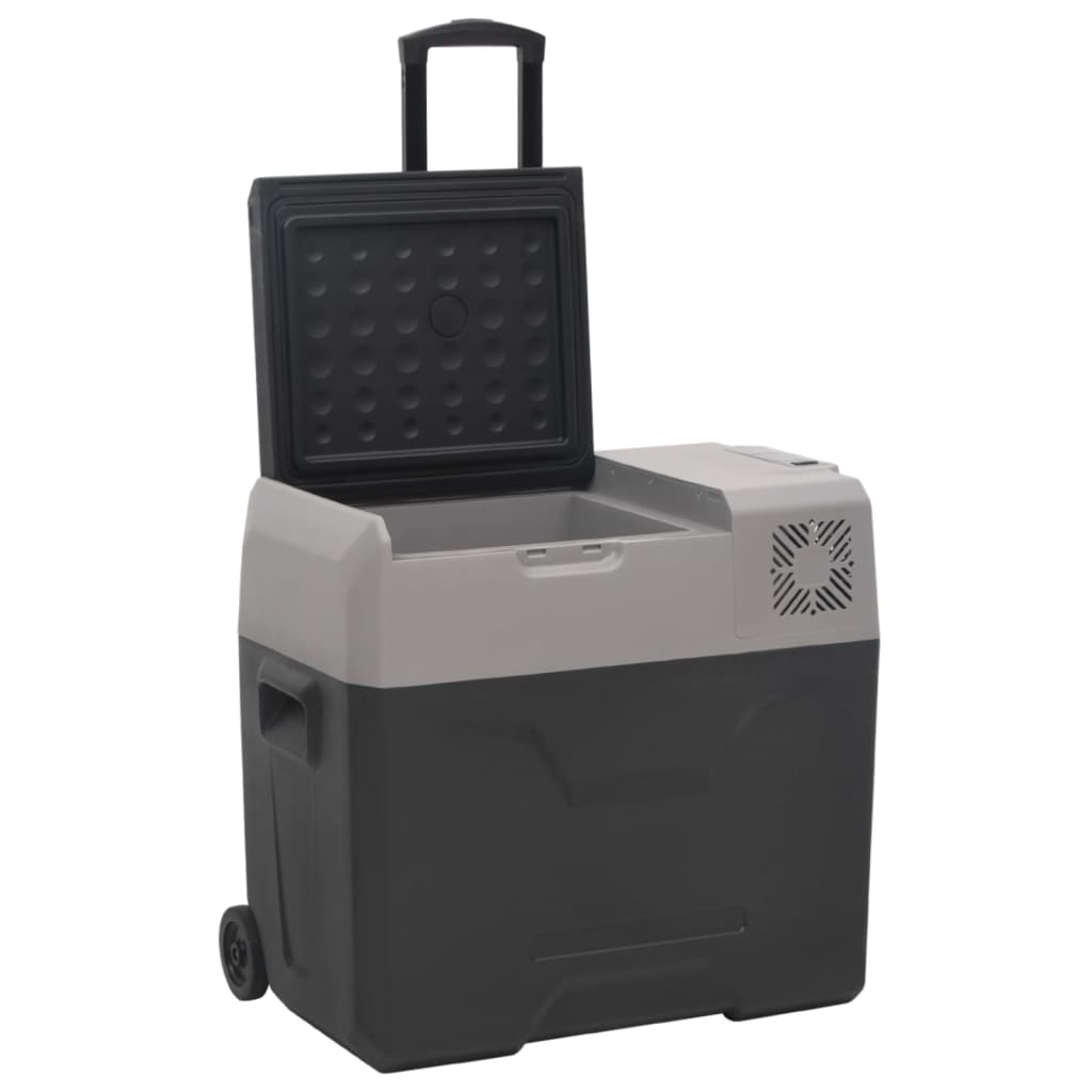 Cool Box with Wheel and Handle Black&Grey 50 L Polypropylene
