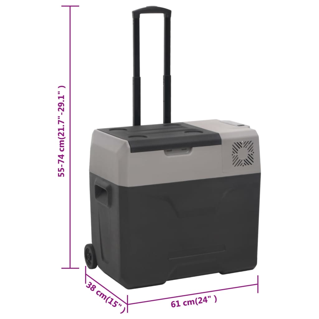 Cool Box with Wheel and Handle Black&Grey 50 L Polypropylene