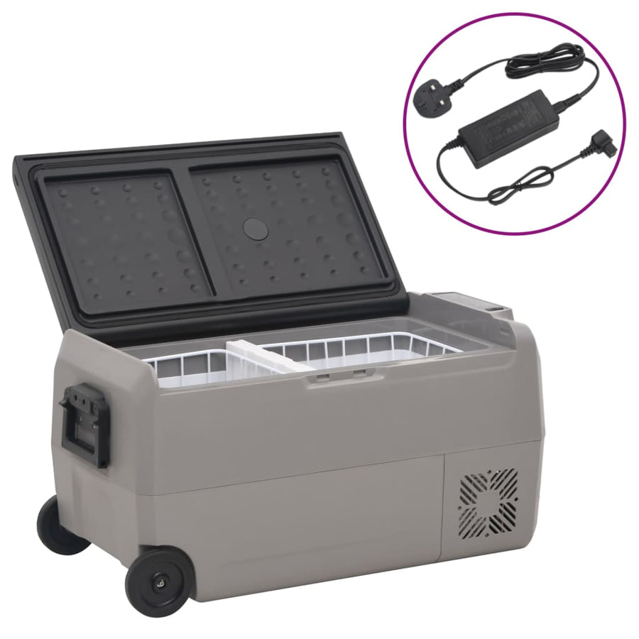 Cool Box with Wheel and Adapter Black & Grey 50 L PP & PE